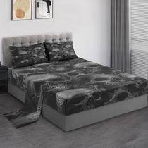 Conjunto de lençóis de cama Pamnest Skulls Grey Microfiber Twin Size Conjunto de lençóis de cama Pamnest Skulls Grey Microfiber Twin Size