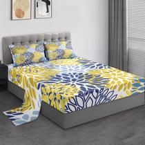Conjunto de lençóis de cama Pamnest Twin Size Navy Flower Yellow Microfiber