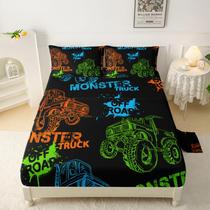 Conjunto de lençóis de cama QOOMO Truck Bed Sheets para crianças, meninos e adolescentes Conjunto de lençóis de cama QOOMO Truck Bed Sheets para crianças, meninos e adolescentes