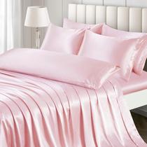 Conjunto de lençóis de cetim Ersmak Queen Size Blush Pink 7 peças