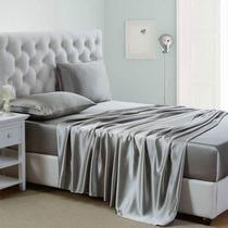 Conjunto de lençóis de cetim Lanest Housing Silk Satin King Light Grey Conjunto de lençóis de cetim Lanest Housing Silk Satin King Light Grey