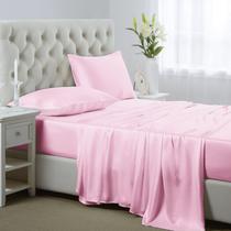 Conjunto de lençóis de cetim Lanest Housing Silk Satin King Pink Conjunto de lençóis de cetim Lanest Housing Silk Satin King Pink
