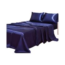 Conjunto De Lençóis De Cetim Queen Size 4 Peças Lençol Ajustável Com Fundo Profundo Lençol Plano 2