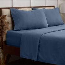 Conjunto de lençóis de flanela Mellanni Cotton Double Brushed Blue Queen