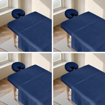 Conjunto de lençóis de mesa de massagem FAHKNS, 3 peças, microfibra azul