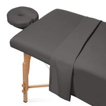 Conjunto de lençóis de mesa de massagem Saloniture Microfiber, 3 peças, cinza