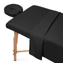 Conjunto de lençóis de mesa de massagem Saloniture Microfiber, 3 peças, preto