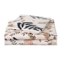 Conjunto de lençóis de microfibra queen size com estampa floral JSD, 4 peças