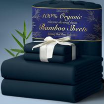Conjunto de lençóis DECOLURE 100% orgânico de viscose de bambu king size azul marinho Conjunto de lençóis DECOLURE 100% orgânico de viscose de bambu king size azul marinho