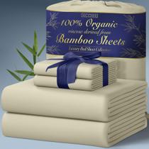 Conjunto de lençóis DECOLURE 100% orgânico, viscose, bambu, tamanho queen size, 4 unidades