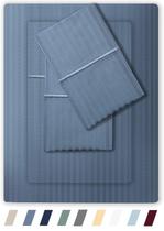 Conjunto de lençóis Feather & Stitch 500 TC em tamanho real azul damasco