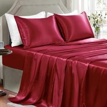 Conjunto de lençóis GOLAL Satin Silk California King Size Burgundy