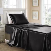 Conjunto de lençóis GOLAL Satin Silk Twin XL, tamanho XL - 3 peças, preto
