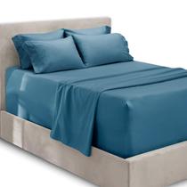 Conjunto de lençóis Hearth & Harbor Extra Deep Pocket, tamanho completo, azul