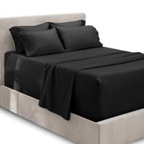 Conjunto de lençóis Hearth & Harbor Extra Deep Pocket, tamanho completo, preto Conjunto de lençóis Hearth & Harbor Extra Deep Pocket, tamanho completo, preto