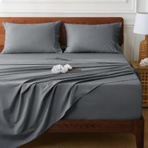 Conjunto de lençóis HYPREST Extra Deep Pocket 100% algodão Queen Grey Conjunto de lençóis HYPREST Extra Deep Pocket 100% algodão Queen Grey
