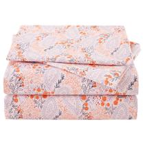 Conjunto de lençóis JSD Pink Paisley Floral Queen Size 4 peças