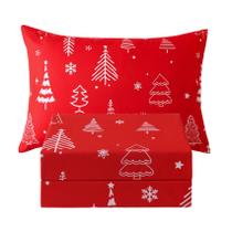 Conjunto de lençóis JSD Red Christmas Tree Kids Twin Size 3 peças