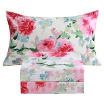 Conjunto de lençóis JSD Watercolor Rose Floral Twin Size 3 peças