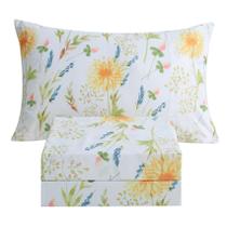 Conjunto de lençóis JSD Yellow Floral Printed Twin Size Microfiber