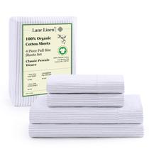 Conjunto de lençóis LANE LINEN 100% algodão orgânico com listras azuis