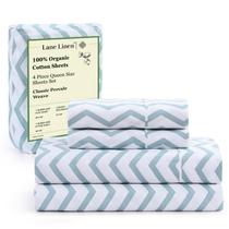 Conjunto de lençóis LANE LINEN 100% algodão orgânico Queen Cool Blue