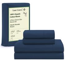 Conjunto de lençóis LANE LINEN 100% algodão orgânico queen size azul