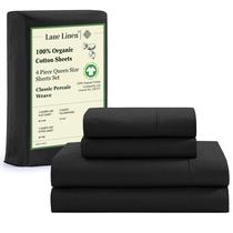 Conjunto de lençóis LANE LINEN 100% algodão orgânico Queen Size preto