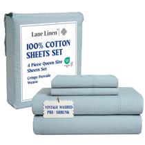 Conjunto de lençóis LANE LINEN, percal pré-lavado, 100% algodão Queen