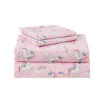 Conjunto de lençóis lasoftan Kids Twin Size, 3 peças, unicórnio rosa para meninas