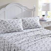 Conjunto de lençóis Laura Ashley Cotton Flannel Faye Toile Black Queen Conjunto de lençóis Laura Ashley Cotton Flannel Faye Toile Black Queen