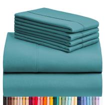 Conjunto de lençóis LuxClub California King Teal com 6 peças Conjunto de lençóis LuxClub California King Teal com 6 peças