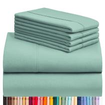 Conjunto de lençóis LuxClub Full Size 6 peças Light Teal Conjunto de lençóis LuxClub Full Size 6 peças Light Teal