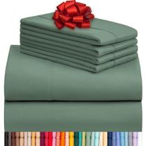 Conjunto de lençóis LuxClub Queen Size Tree Moss Green 6 peças