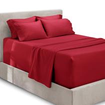 Conjunto de lençóis macios Hearth & Harbor Luxury de 6 peças Split King Burgundy Conjunto de lençóis macios Hearth & Harbor Luxury de 6 peças Split King Burgundy