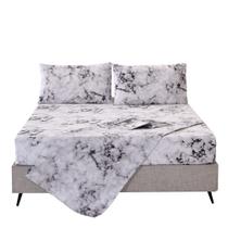 Conjunto de lençóis MAG Marble, preto, branco, cinza, tamanho duplo, 4 unidades
