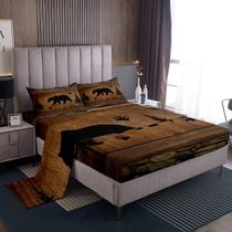 Conjunto de lençóis Manfei Rustic Bear King Size 4 unidades Conjunto de lençóis Manfei Rustic Bear King Size 4 unidades