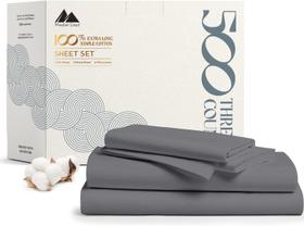 Conjunto de lençóis Mayfair Linen 100% algodão 500TC King Size cinza escuro