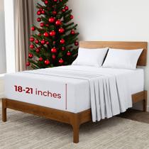 Conjunto de lençóis Mellanni Extra Deep Split King 5 PC branco