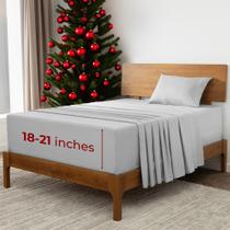 Conjunto de lençóis Mellanni Extra Deep Twin 3 PC Iconic Light Grey