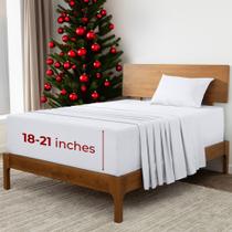 Conjunto de lençóis Mellanni Extra Deep Twin Size Branco