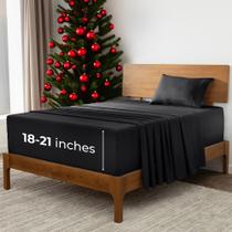 Conjunto de lençóis Mellanni Extra Deep Twin Size Preto