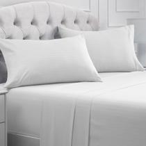 Conjunto de lençóis Mellanni Iconic Collection King Size, branco listrado Conjunto de lençóis Mellanni Iconic Collection King Size, branco listrado
