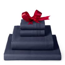 Conjunto de lençóis Mellanni Split King Iconic Collection 5 peças em azul marinho