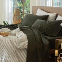 Conjunto de lençóis MooMee 100% algodão lavado, como King Olive Green
