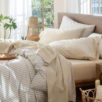 Conjunto de lençóis MooMee 100% algodão lavado e linho king size