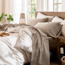 Conjunto de lençóis MooMee 100% algodão lavado e linho Like Queen