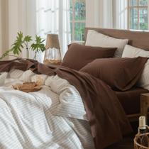 Conjunto de lençóis MooMee 100% algodão lavado e linho Like Queen