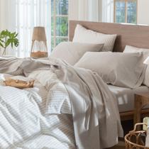 Conjunto de lençóis MooMee, algodão lavado, linho, como texturizado, Queen