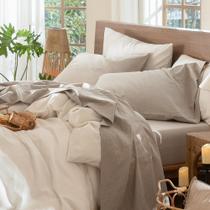 Conjunto de lençóis MooMee Washed Cotton Linen Like Textured King Conjunto de lençóis MooMee Washed Cotton Linen Like Textured King